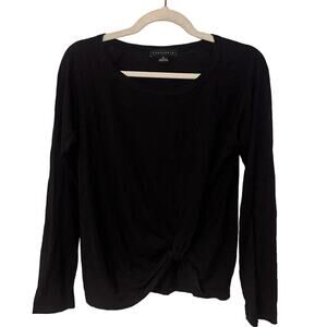 Sanctuary Black Knot-Front Long Sleeves Pullover Top Size XS